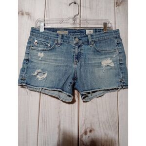 AG Adriano Goldscheid Shorts Ladies 28 The Carrie Distressed Denim Light Wash‎